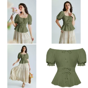 Blusa Renacentista Escarlata: Estilo Pirata & Campesino