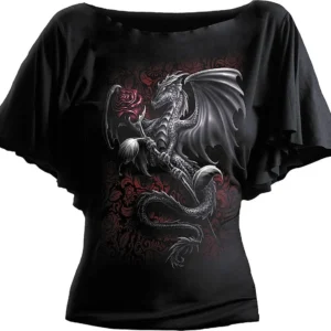 Top Dragón Rosa Mangas Murciélago Spiral