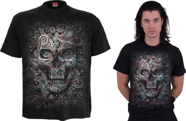 Camiseta Spiral Calavera Ilusión Negra - Estilo Gótico