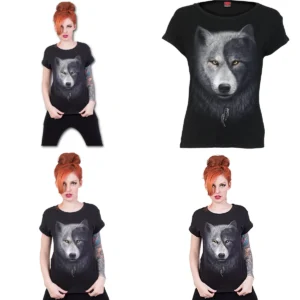 Camiseta Gótica Lobo Spiral: Estilo Nocturno Real