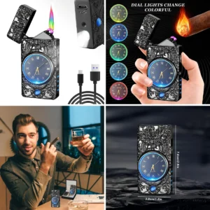 Mechero Plasma Sporgo: Reloj LED y Encendido Sin Gas