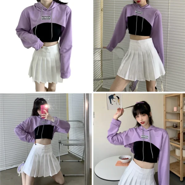 Sudadera Gótica Y2K Recortada: Estilo Alt Coreano