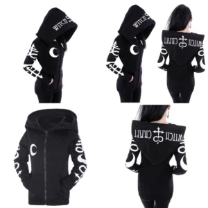 Sudadera Dark Grunge Y2k Luna Cabra: Estilo Steampunk/Emo