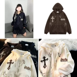 Sudadera Gótica Harajuku con Cremallera
