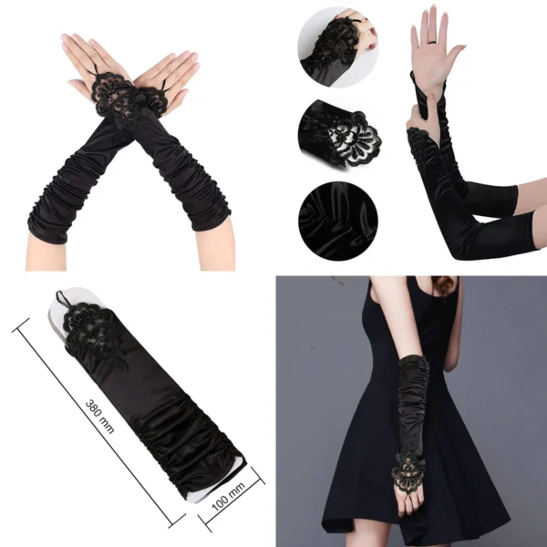 Guantes de Encaje Largo: Elegancia Oscura para Eventos