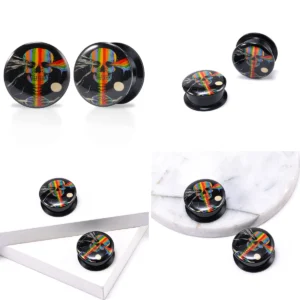 Tapones Cráneo Búho Punk - Acrílico y Epoxi con Alas