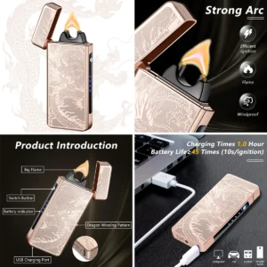 Mechero Plasma Dragón Dorado: Fuego Contra el Viento