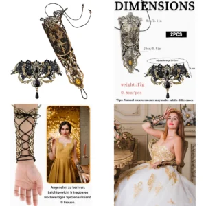 Guantes Góticos con Encaje y Broche Victoriano