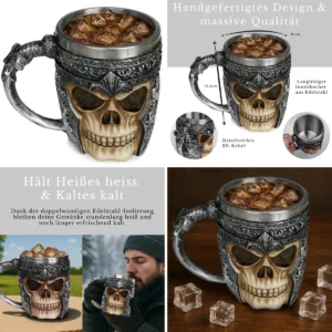 Taza Calavera Vikinga 3D: Tu Bebida con Estilo Oscuro