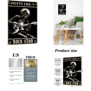 Letrero Metal Vintage: ¡Humor Rockero para Tu Espacio!