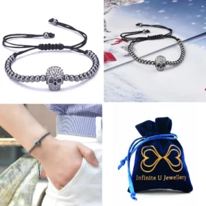 Pulsera Calavera Unendlich U: Estilo Gótico Ajustable