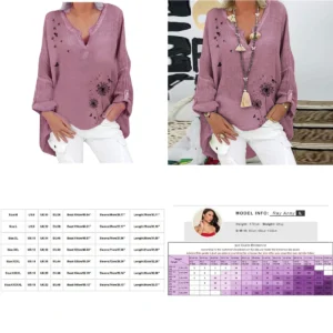 Blusa Lino VEMOW: Estilo Suelto con Toque Floral