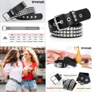 Cinturón Punk Metálico VONMELLI: ¡Estilo Gótico y Rock sin Compromisos!