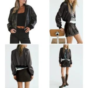 Chaqueta Bomber Cuero Sintético Oversize: Estilo Punk Rock