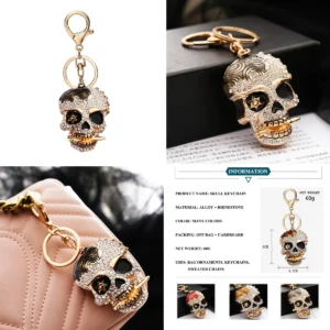 Llavero Calavera Brillante: Estilo Gótico y Punk