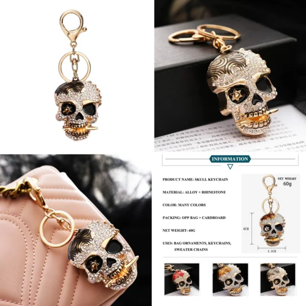 Llavero Calavera Brillante: Estilo Gótico y Punk