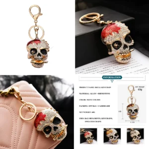Llavero Calavera Brillante: Estilo Punk/Gótico para Tu Llave