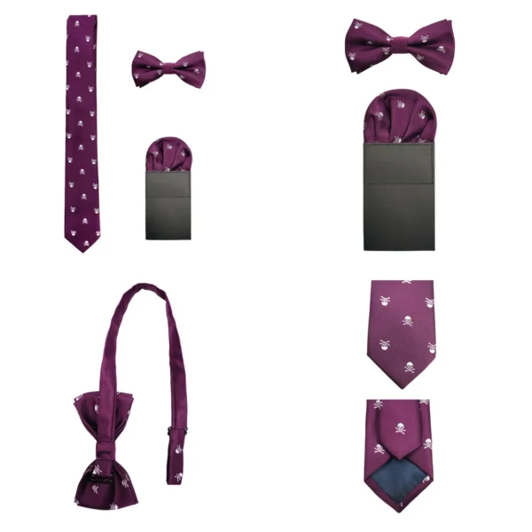 Calaveras y Elegancia: Set Corbata y Pajarita 3 en 1