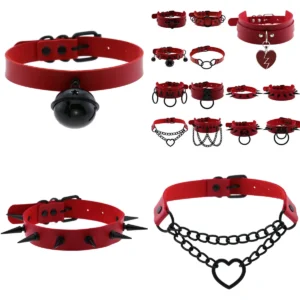 Gargantilla Punk Negra con Borla Roja: ¡Impacto Y2K!