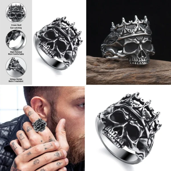 Anillo Calavera Acero Gótico Punk WESTMIAJW