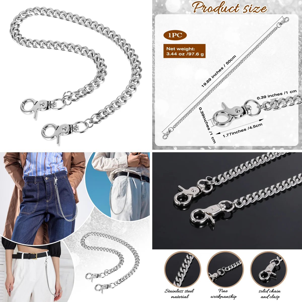 Cadena Punk Negra para Pantalones: Estilo y Durabilidad