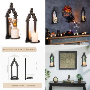 Candelabros Góticos Oscuros: Arte de Pared con Espejo