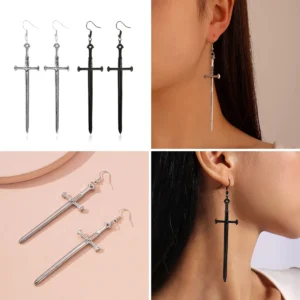 Pendientes Espada Gótica: Estilo Oscuro Sin Peso