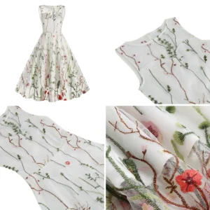 Vestido Vintage Bordado: Elegancia Gótica y Rockabilly