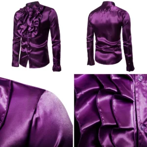 Camisa Gótica Hombre: Estilo Vintage con Cuello Alto