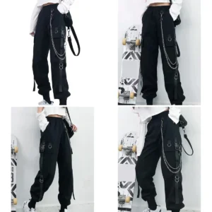 Pantalones Cargo Góticos Urbanos con Cadena