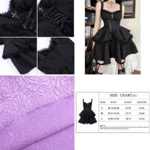 Vestido Gótico Plisado: Estilo Imperio Oscuro