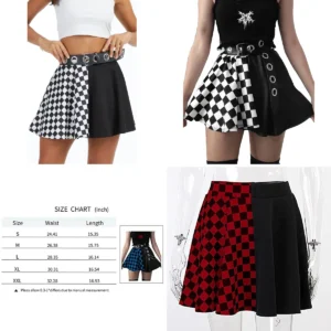 Falda Punk Cuadros Cintura Alta Gótica Mini