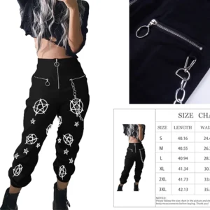 Pantalones Góticos Harén con Cadena: Estilo Alternativo