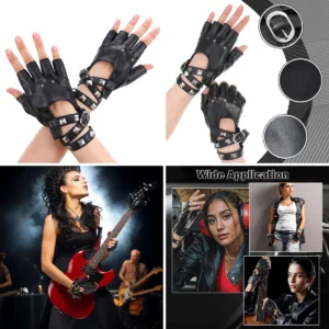 Guantes Punk Cuero Sin Dedos: Rock & Goth Esencial
