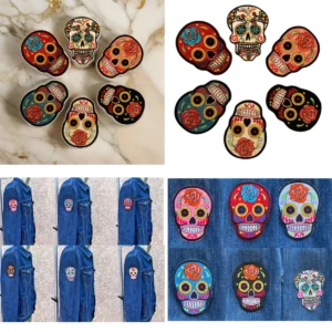 Parches Calavera Hierro Azul: Estilo Gótico Duradero