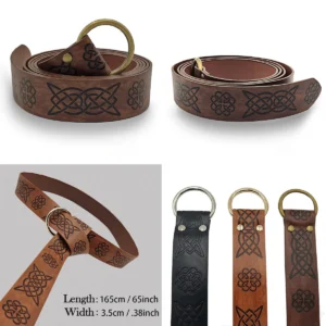 Cinturón Caballero Medieval PU: Estilo Vikingo con Anillo O