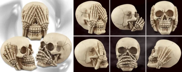 Trío de Calaveras "No Veo, No Oigo, No Hablo" - Decoración Impactante