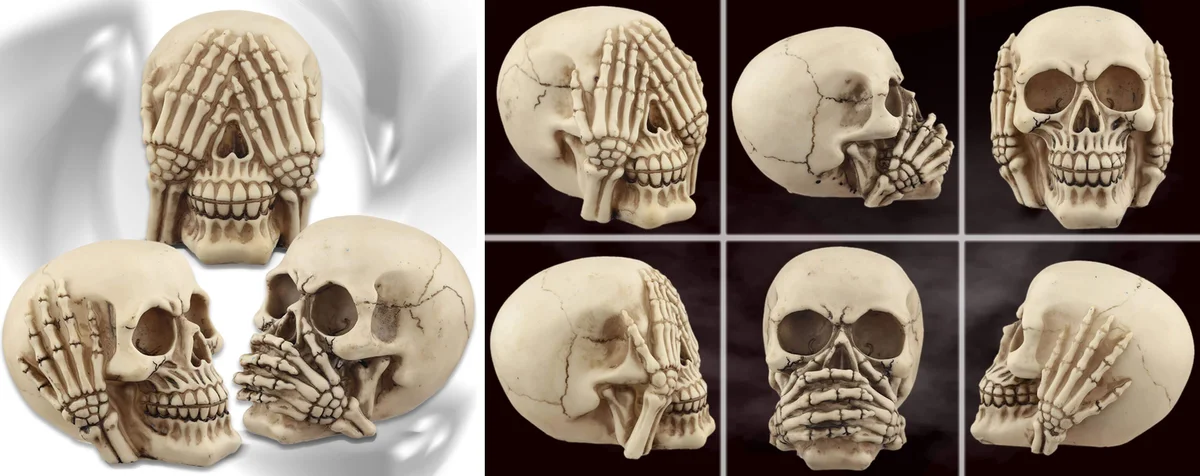 Trío de Calaveras "No Veo, No Oigo, No Hablo" - Decoración Impactante