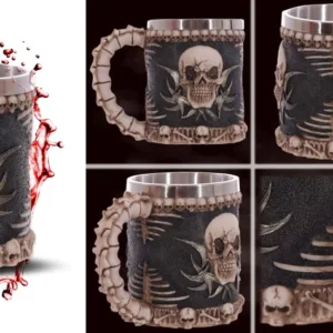 Jarra Calavera y Huesos: Estilo Gótico Robusto