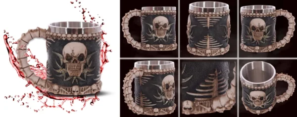 Jarra Calavera y Huesos: Estilo Gótico Robusto