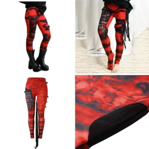 Leggings Punk Gótico: Estilo Rockero con Detalle de Corbata