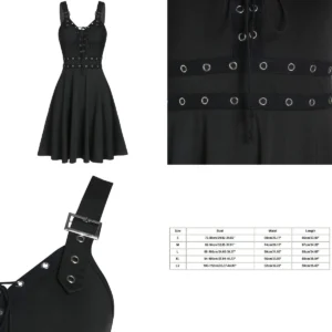 Vestido Gótico Punk con Escote V: Estilo Nocturno