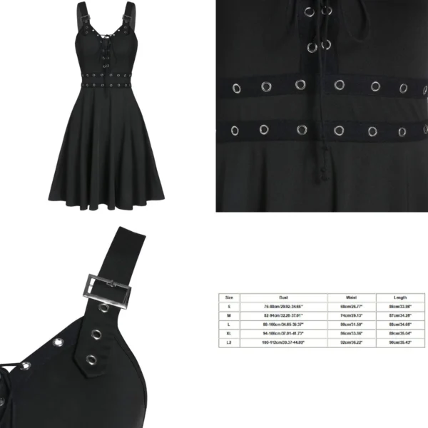 Vestido Gótico Punk con Escote V: Estilo Nocturno