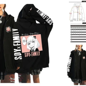 Sudadera Anime Hip Hop Y2k: Estilo Punk con Anya Forger